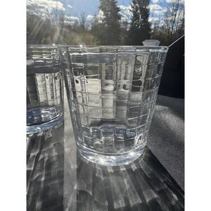 VTG Pasabahce Grid Pattern Whiskey Glasses – Set of 4 – 4" DOF Tumblers 80s-90s